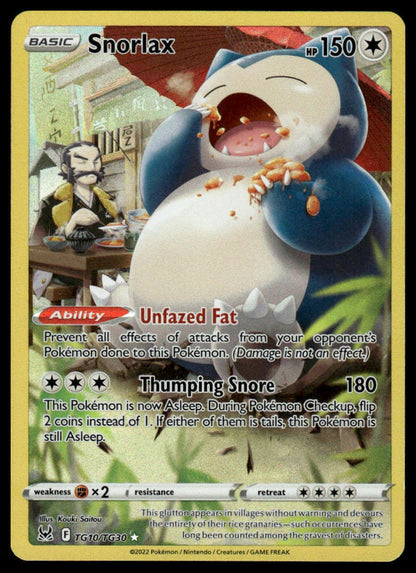 SWSH11: Lost Origin Trainer Gallery #TG10/TG30 Snorlax