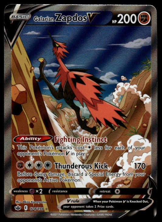 SWSH06: Chilling Reign #174/198 Galarian Zapdos V (Alternate Full Art)