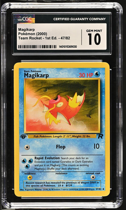 2000 Team Rocket - 1st Edition #47/82 Magikarp CGC 10