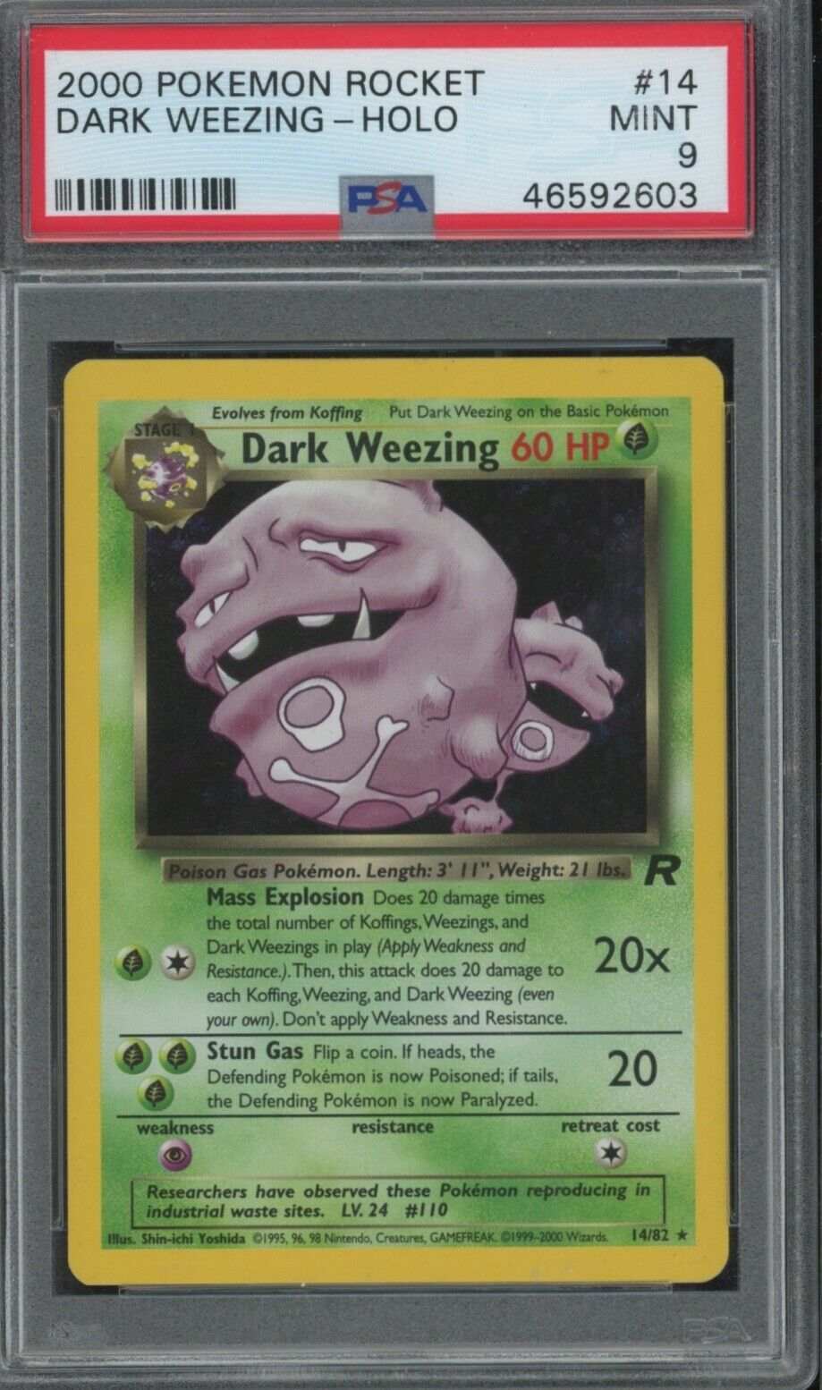 2000 Pokemon Rocket #14 Dark Weezing-Holo PSA 9