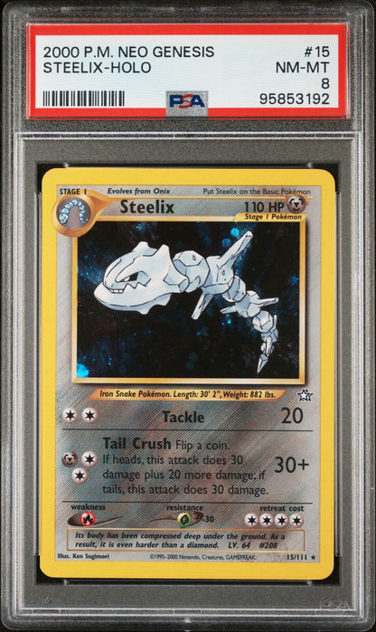 2000 Pokemon Neo Genesis #15 Steelix-Holo PSA 8